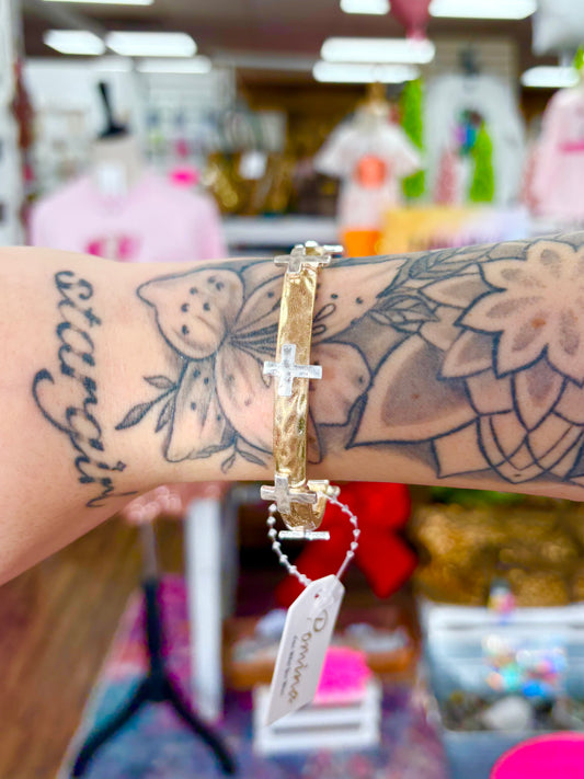 Two-Toned Cross Bracelet