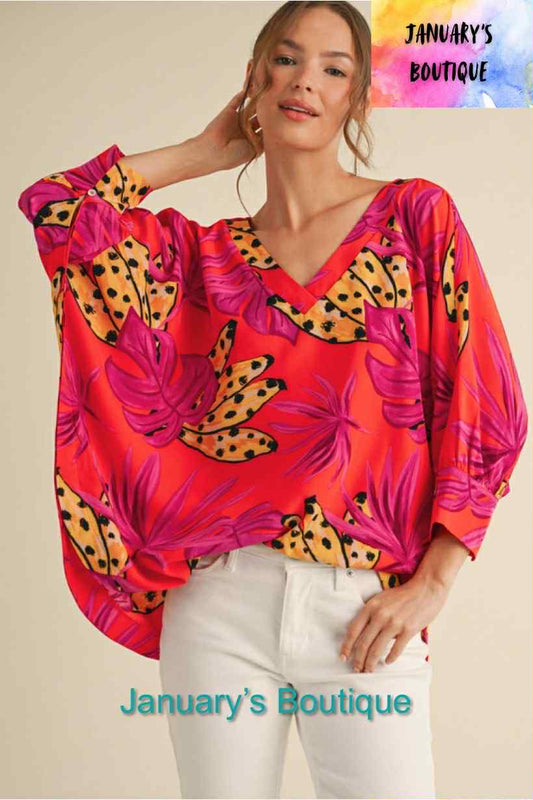 Women’s Orange & Pink Print Top