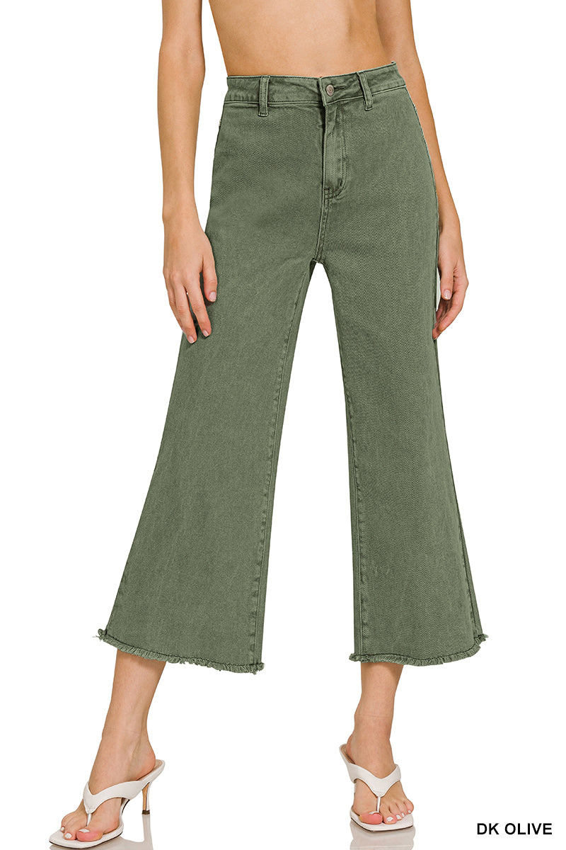 Women’s Acid Washed High Waist Olive Pants