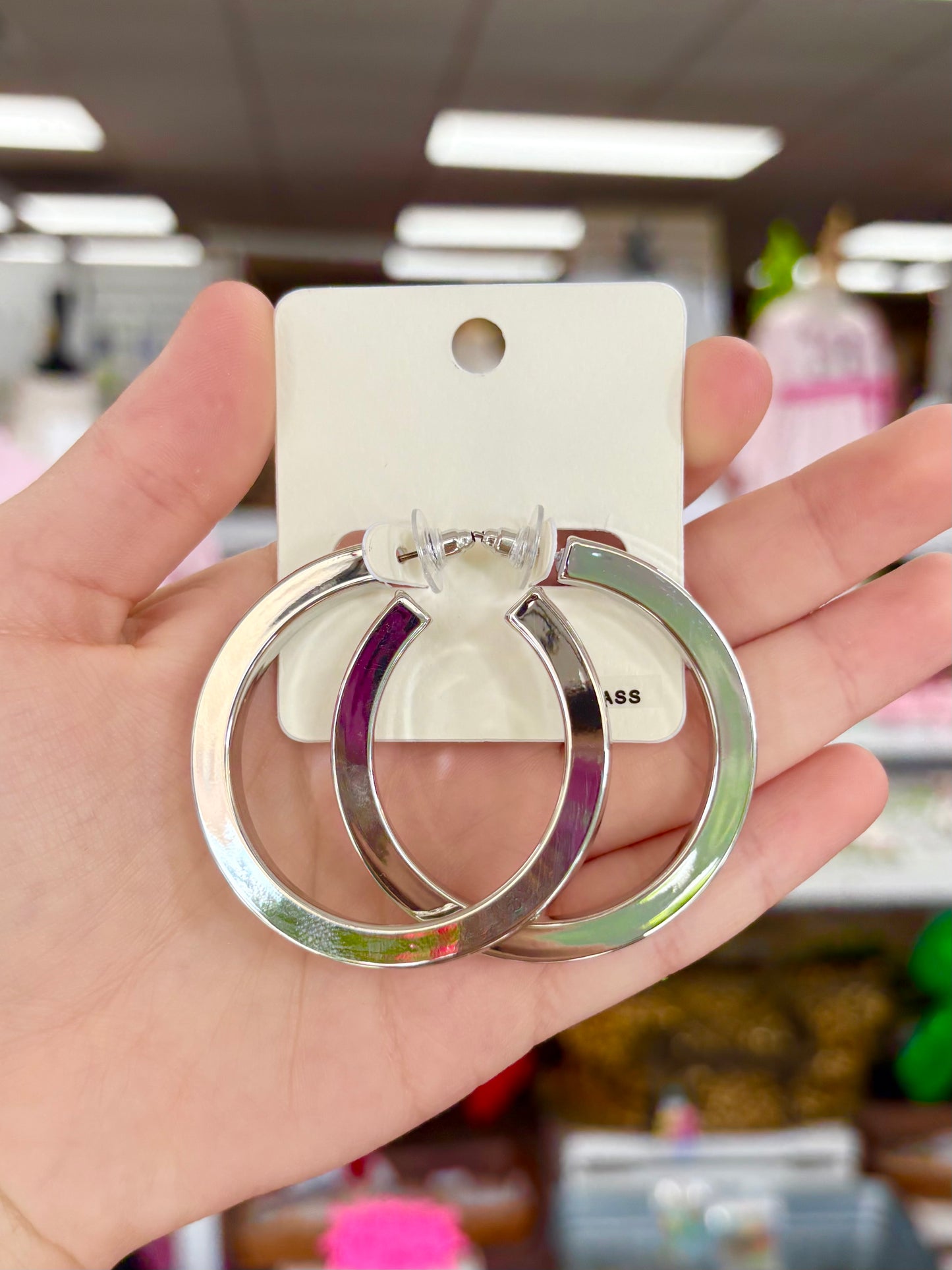 KK Shiny Silver Thick Hoops