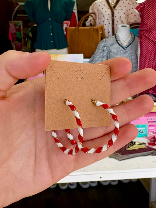 KK Christmas Candy Cane Twist Hoops