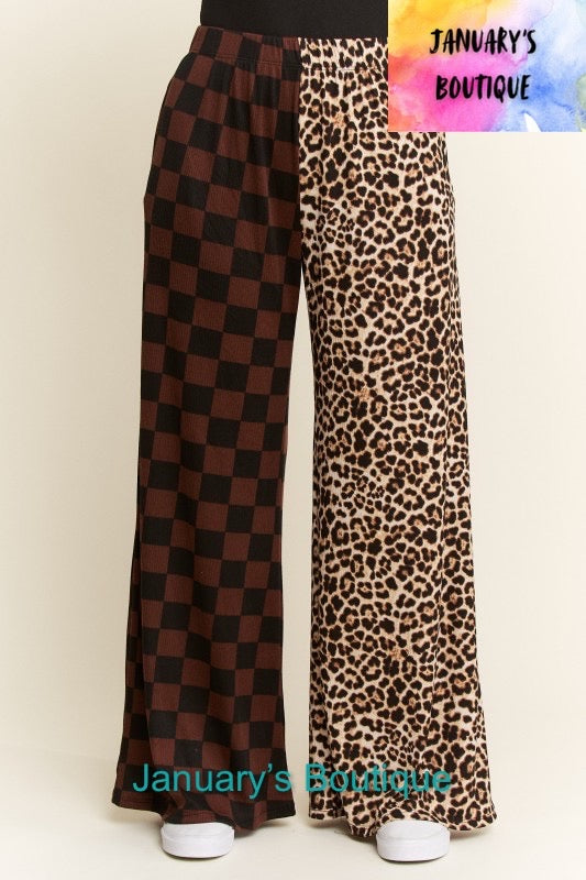 Women’s Checked & Leopard Split Pants