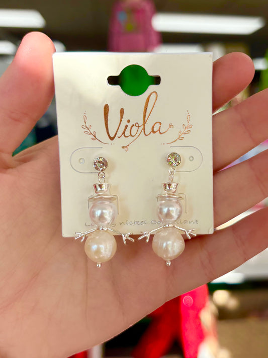 KK Silver Snowman Earrings