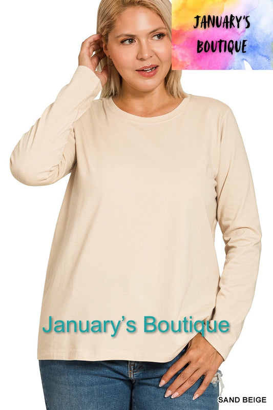 Women’s Plus Sand Beige Cotton T-shirt