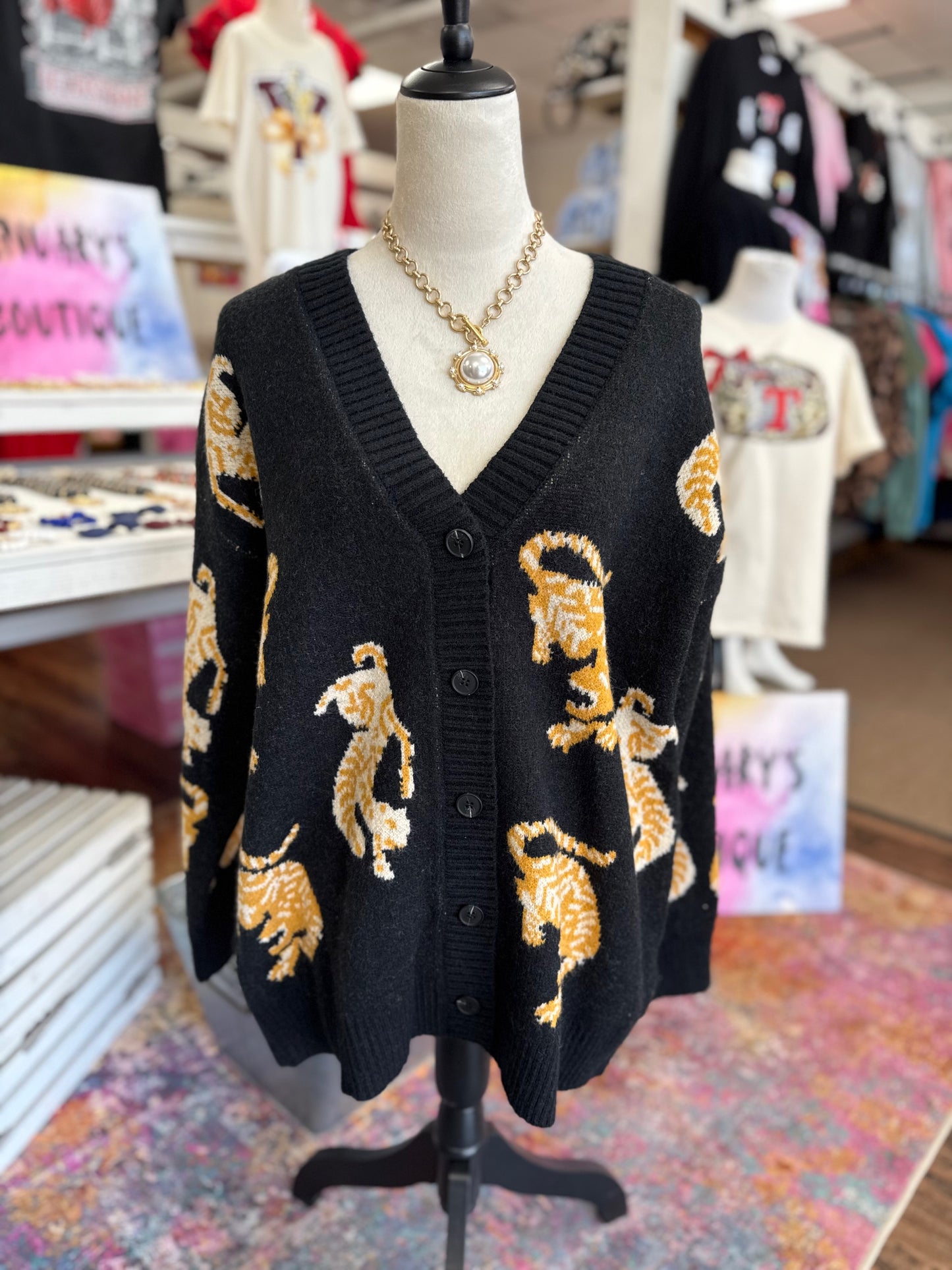 SC Women’s Black/Tan Tiger Cardigan