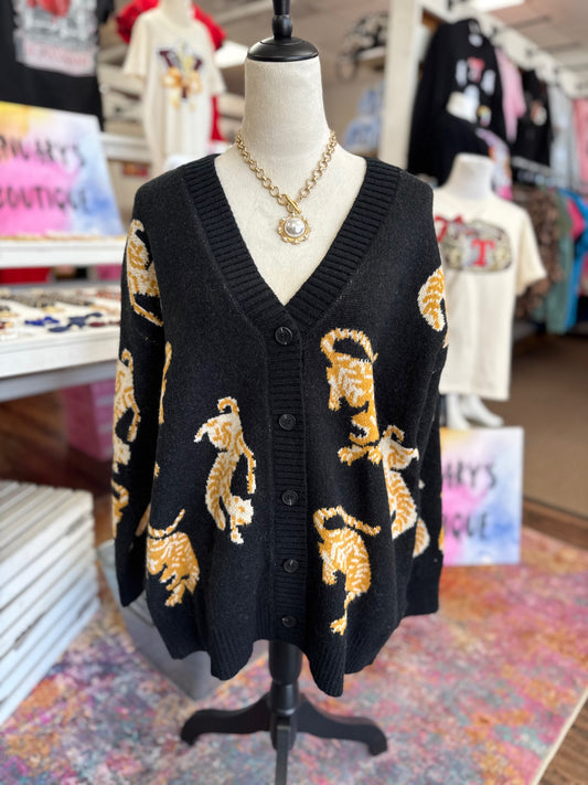 SC Women’s Black/Tan Tiger Cardigan