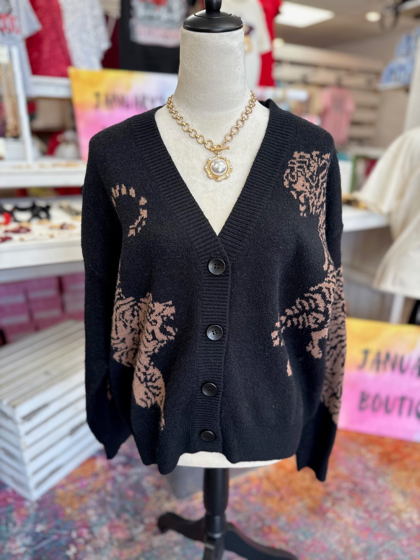 SC Women’s Black/Brown Tiger Cardigan