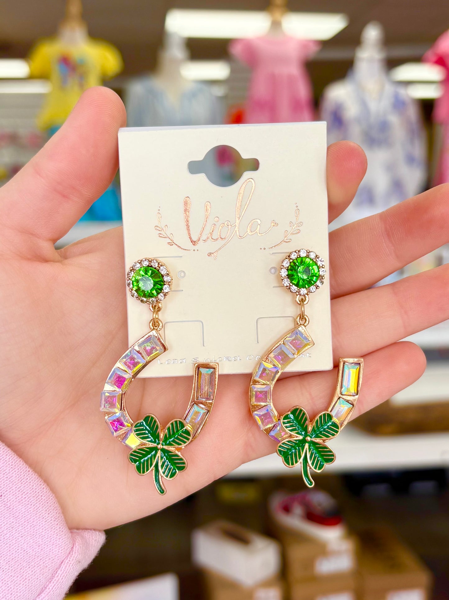 KK Horseshoe w/Clover Earrings