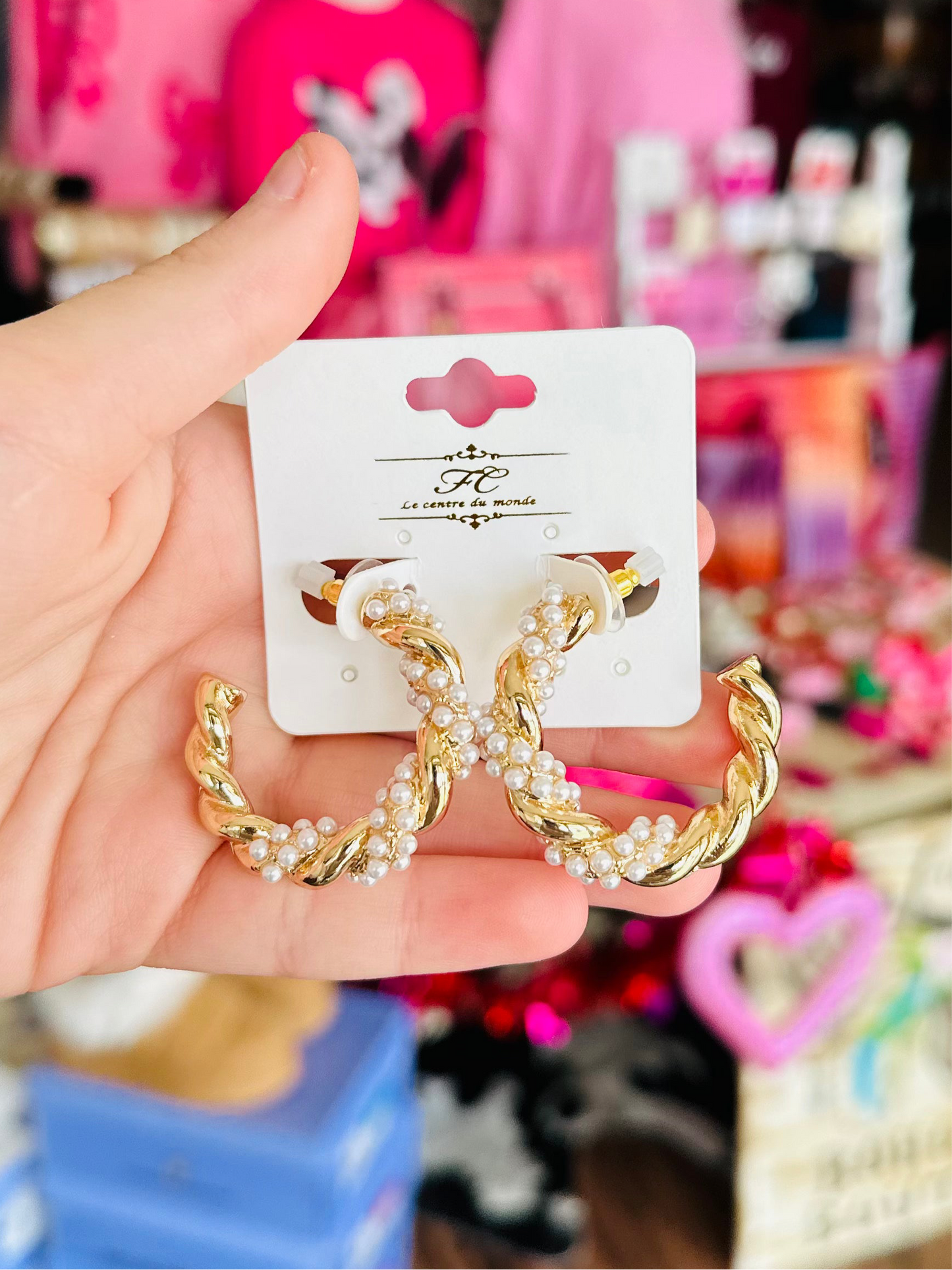 KK Chunky Gold and Pearl Hoops