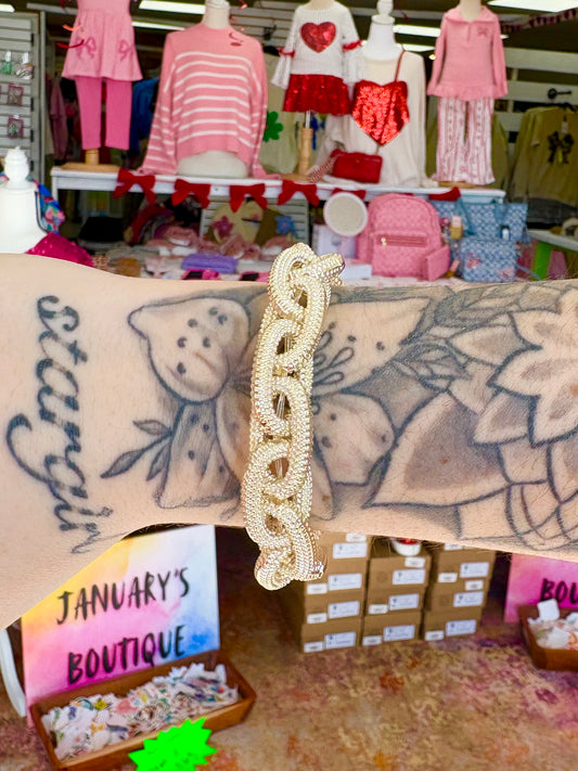 KK Textured & Linked Oval Bracelet