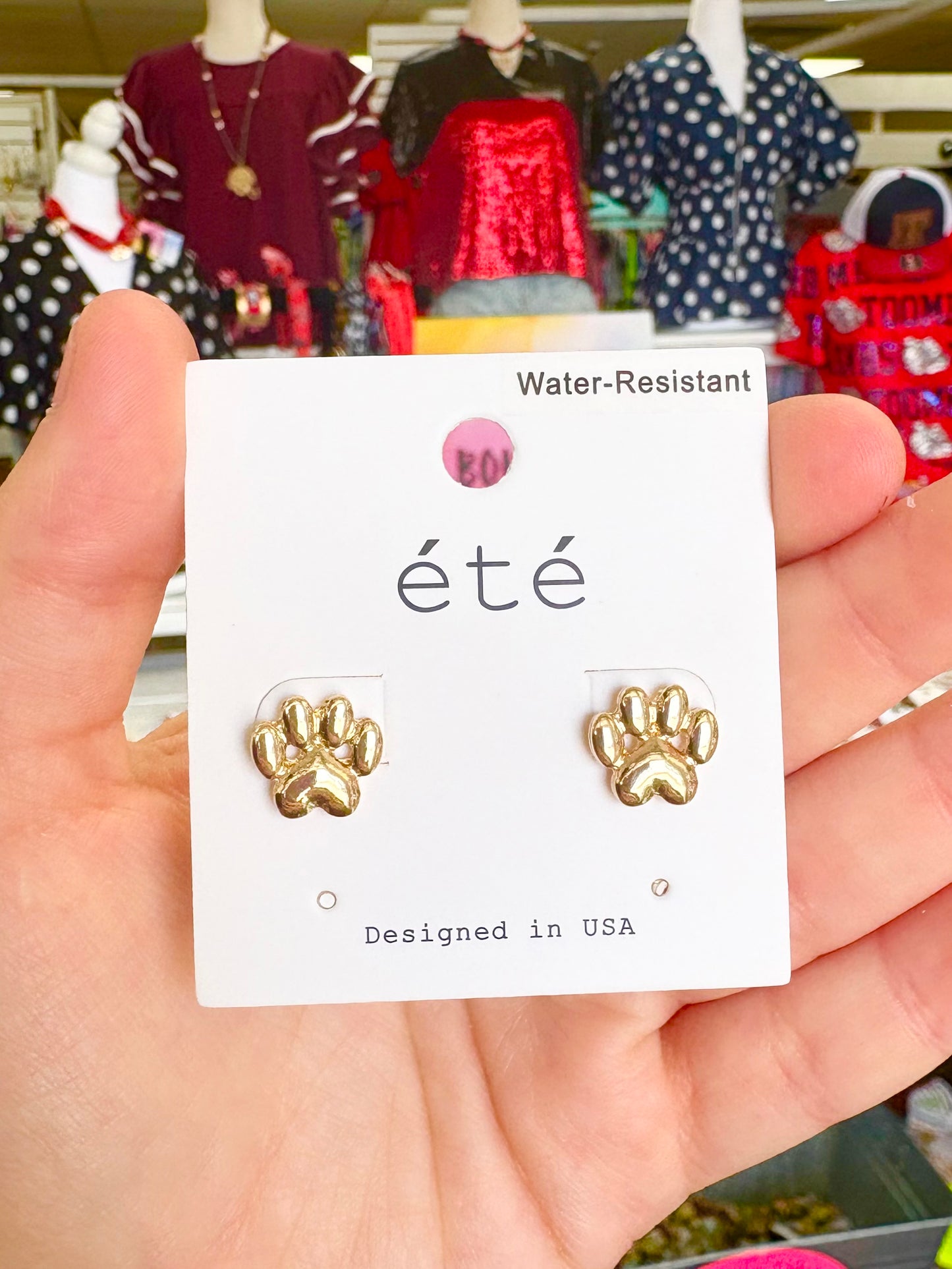 Gold Paw Stud Earrings