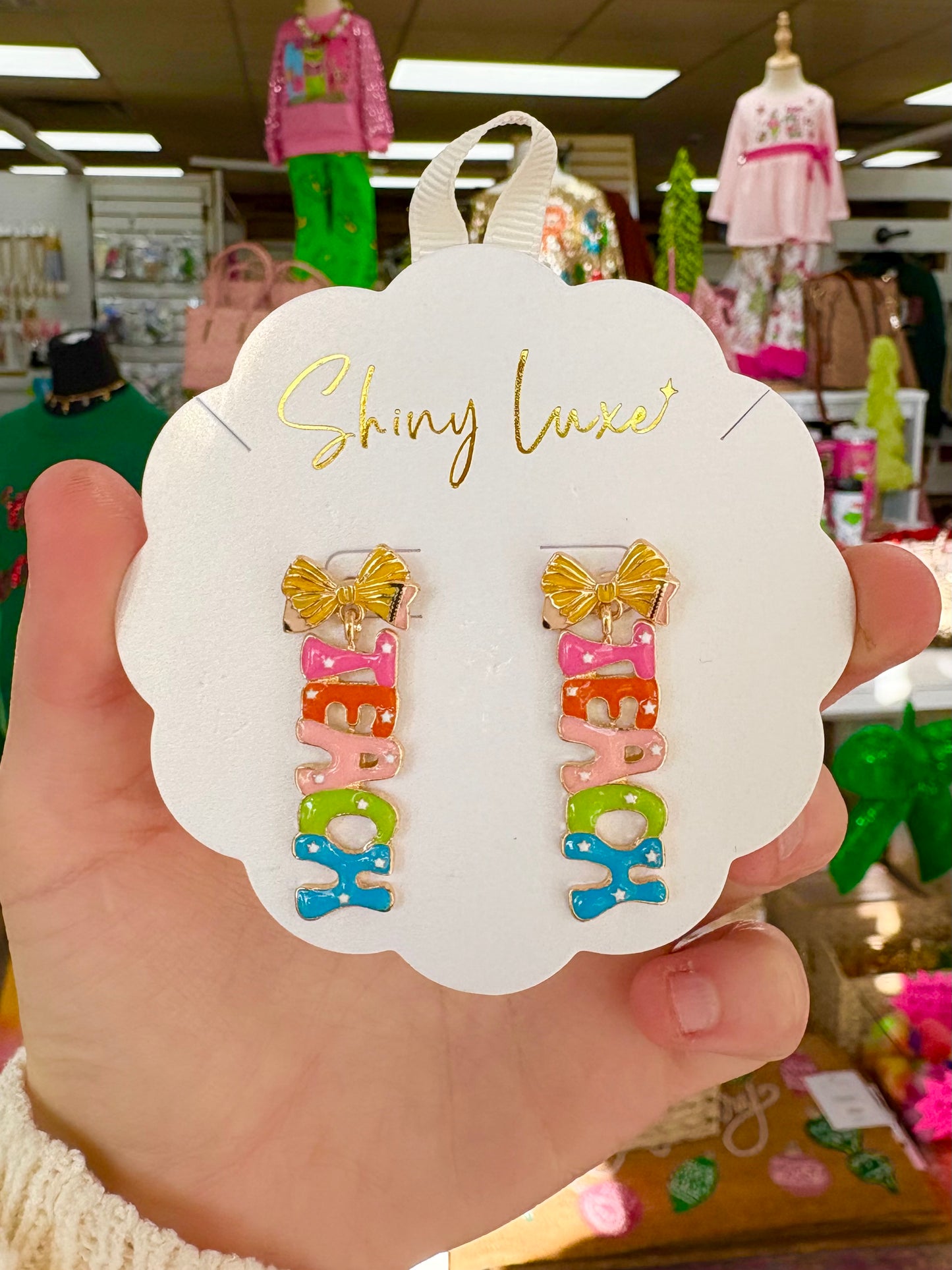 Multicolor Teach Bow Earrings