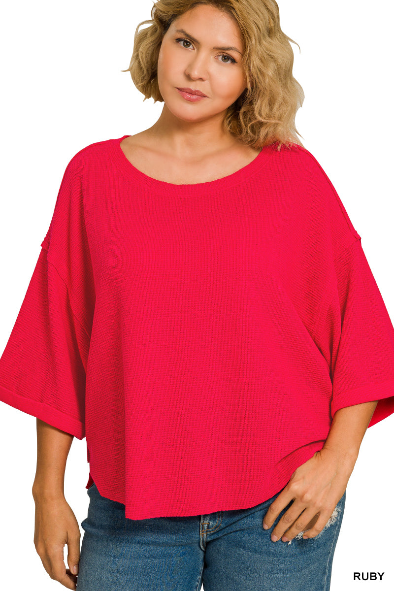Women’s Double Knit Exposed Hem Ruby Top