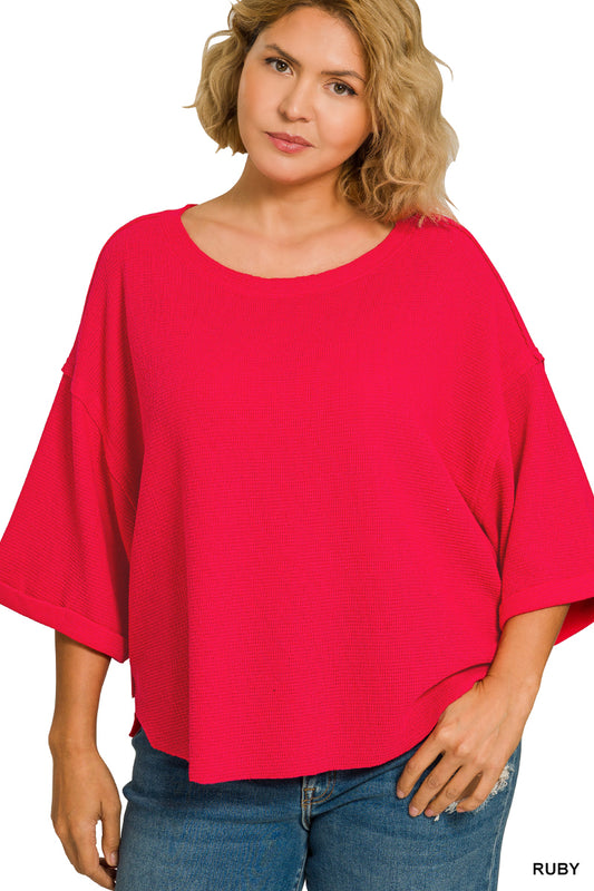 Women’s Plus Double Knit Exposed Hem Ruby Top