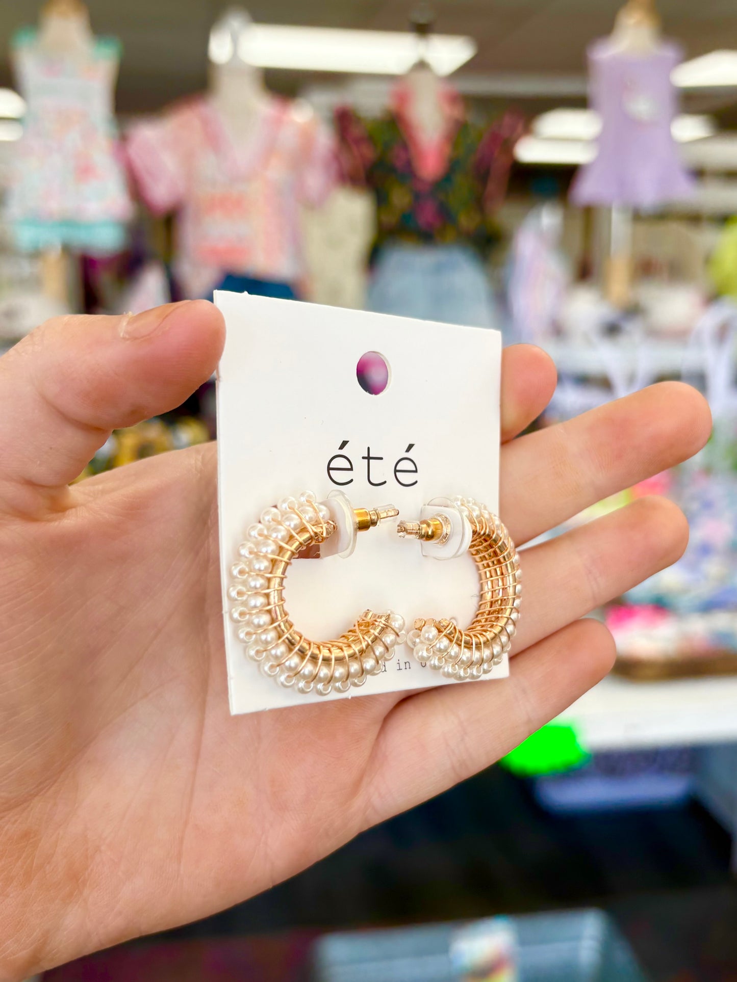 Gold Cluster Pearl Hoops