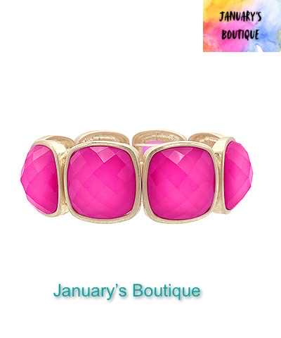 Dark Pink Square Stone Bracelet