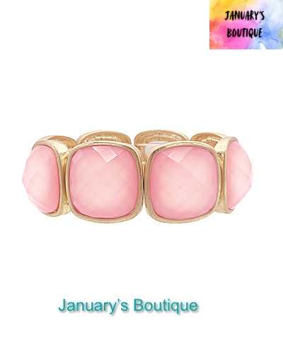 Square Stone Light Pink Bracelet