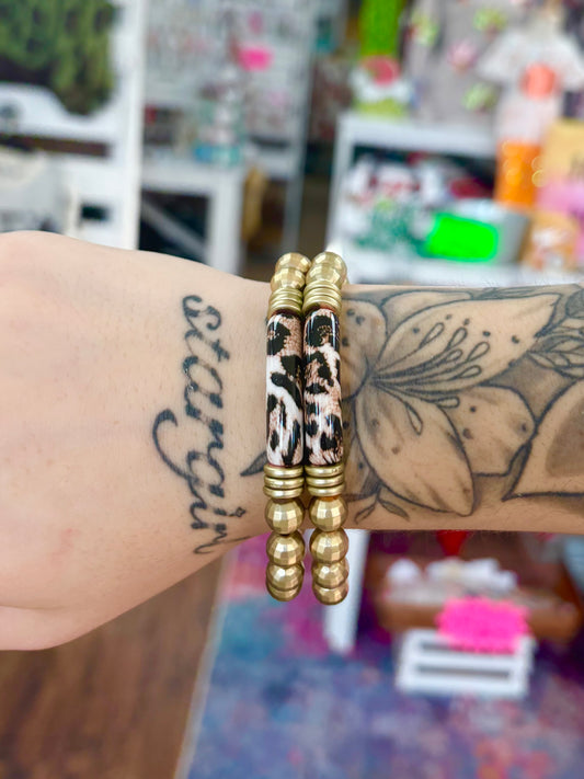 KK Leopard Gold Beaded Bracelets