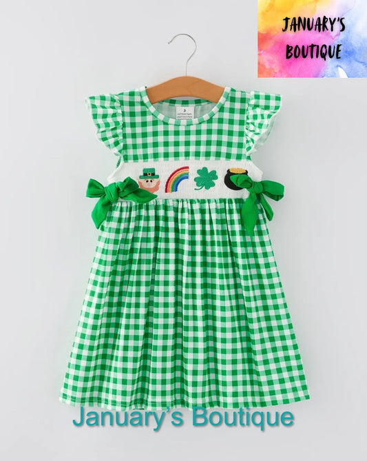 Girl’s St Patrick’s Smocked Dress