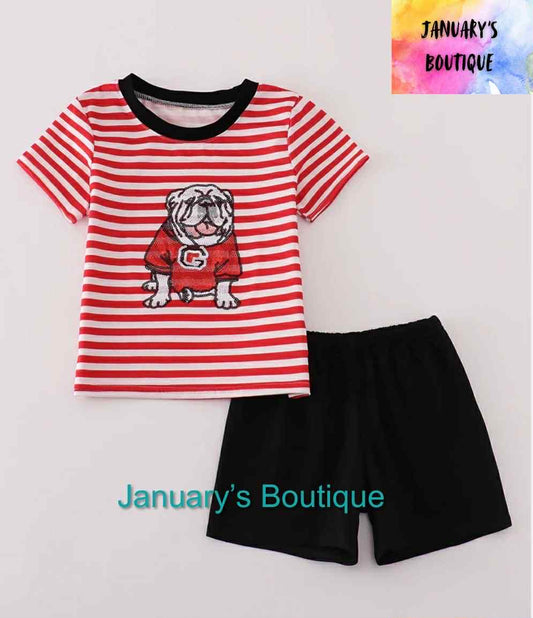 Unisex Sequin Bulldog Shorts Set