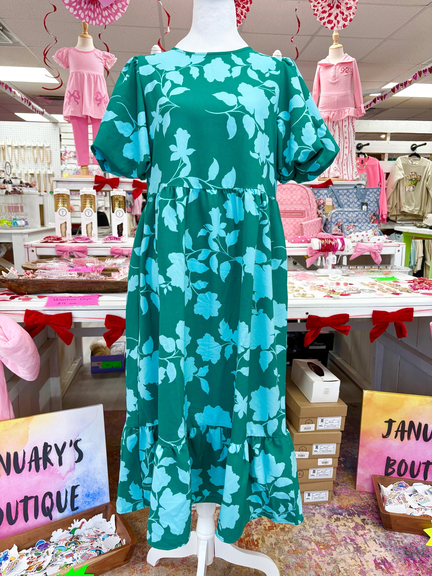 Green & Teal Floral Dress