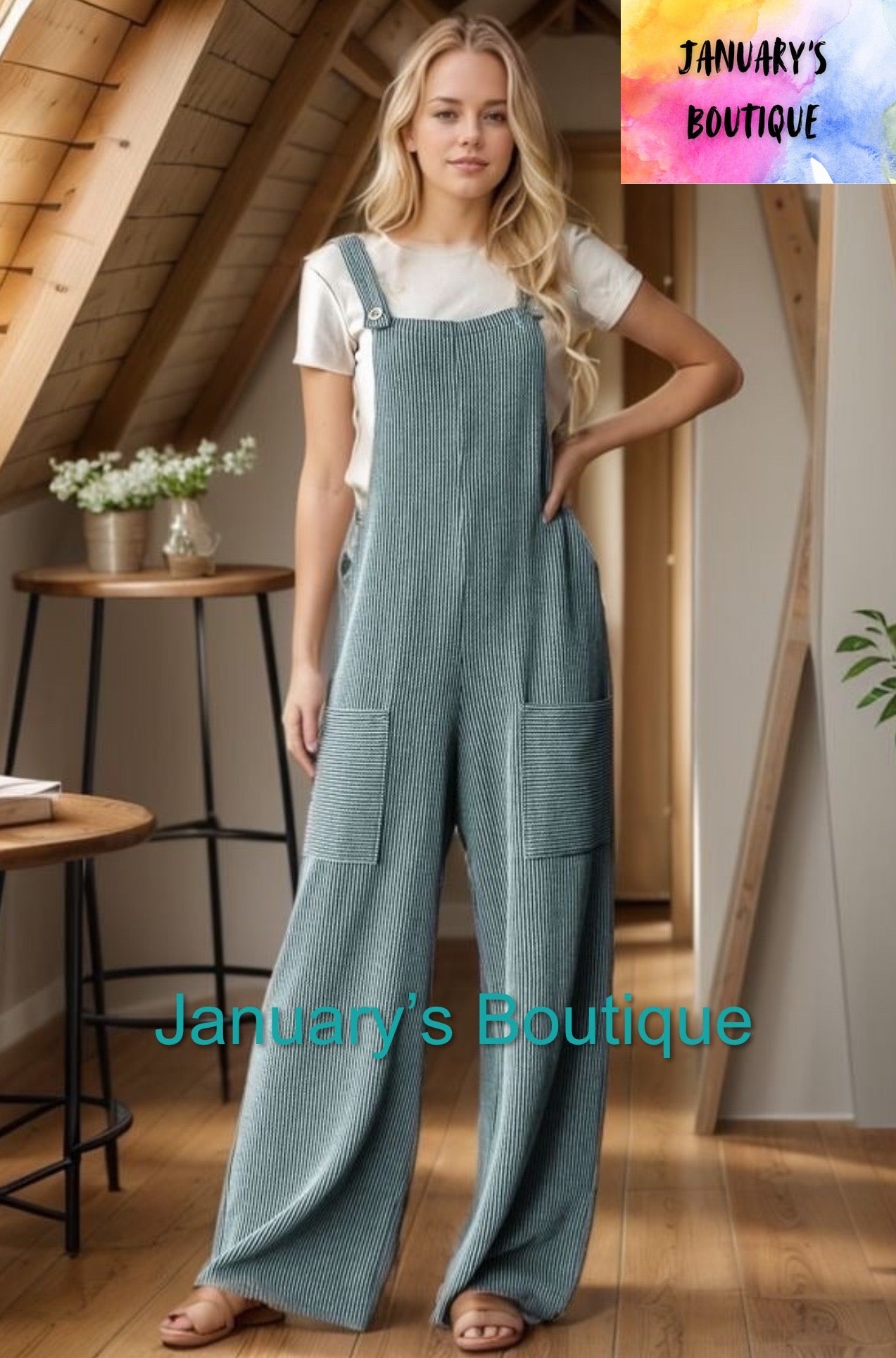 Women’s Olive Ribbed Jumpsuit