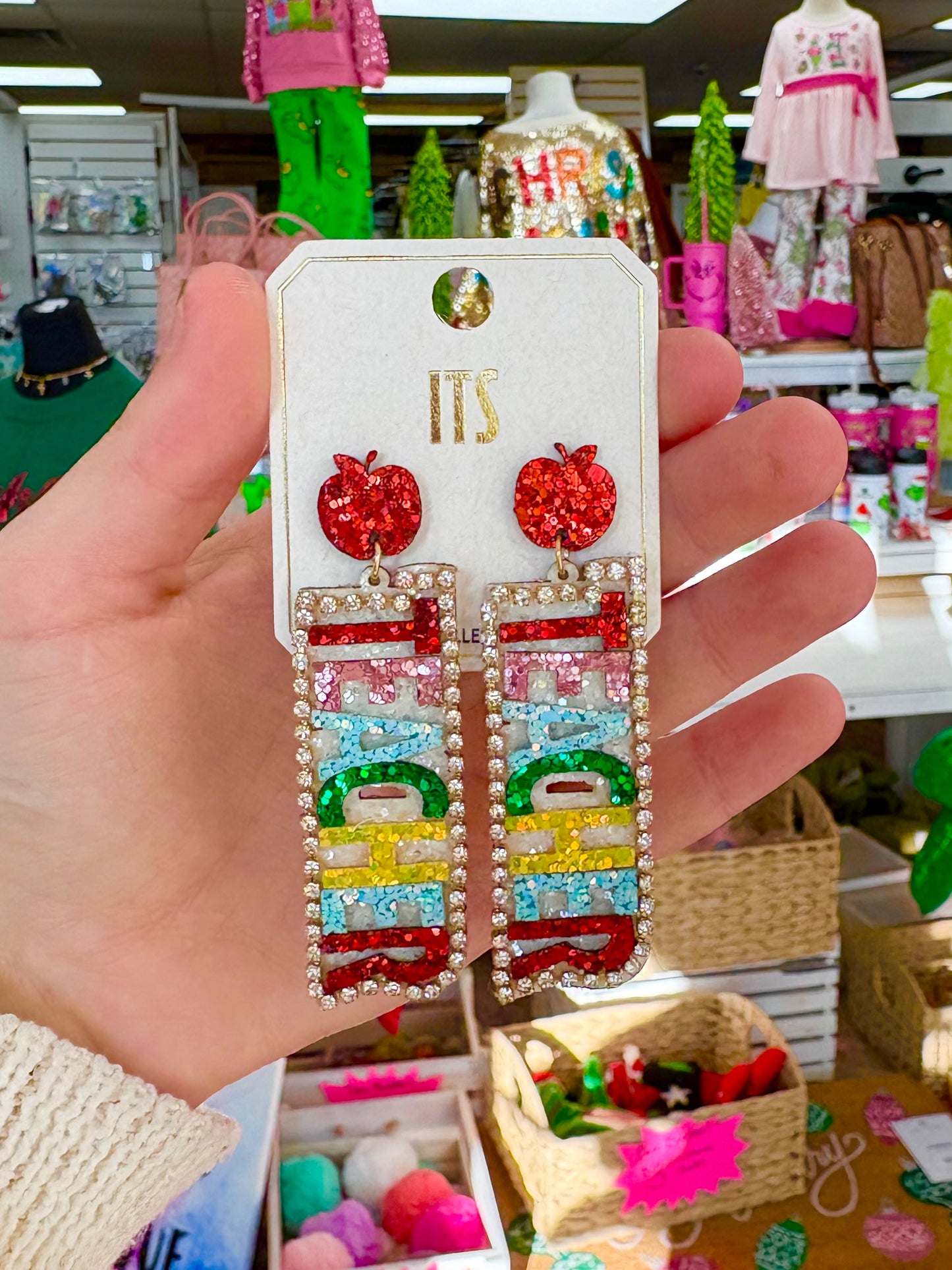 Multicolor Rhinestone Teacher Earrings