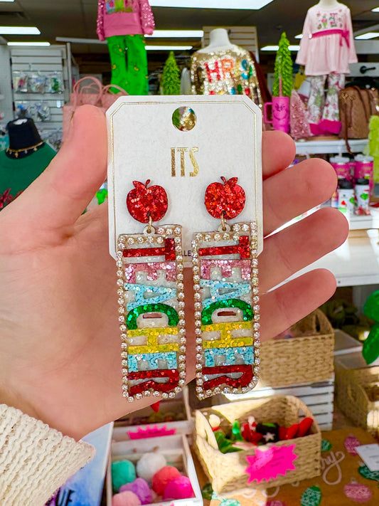 Multicolor Rhinestone Teacher Earrings