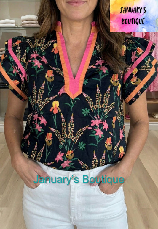Women’s Black Floral Top