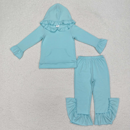 Girl's Turquoise Hoodie Cotton Pants Set