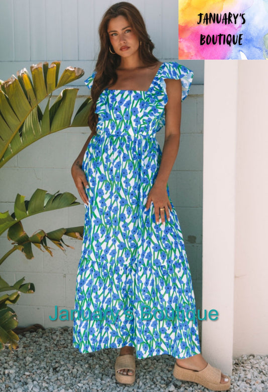 Women’s Blue Floral Maxi Dress