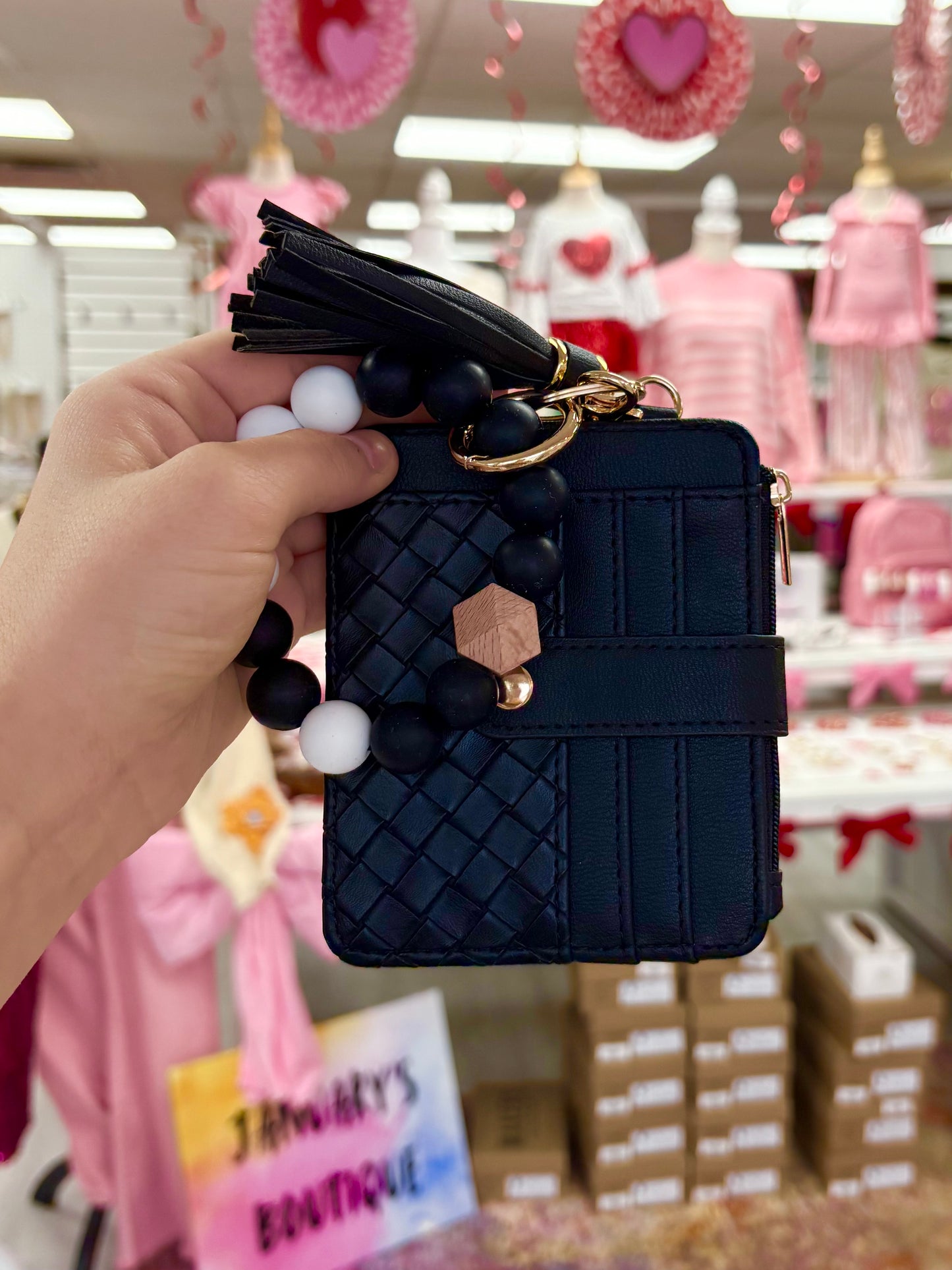 KK Black Textured Wallet Wristlet