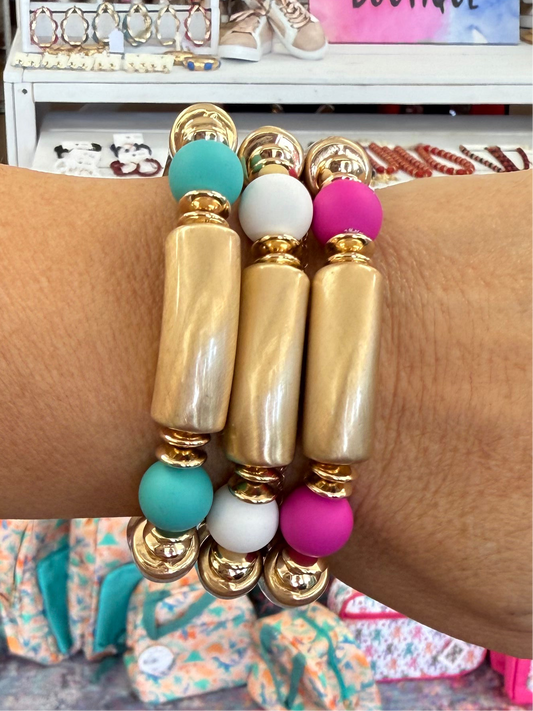 Gold and Color Block Bracelets