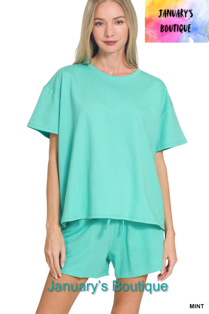 Women’s Linen Mint Shorts Set