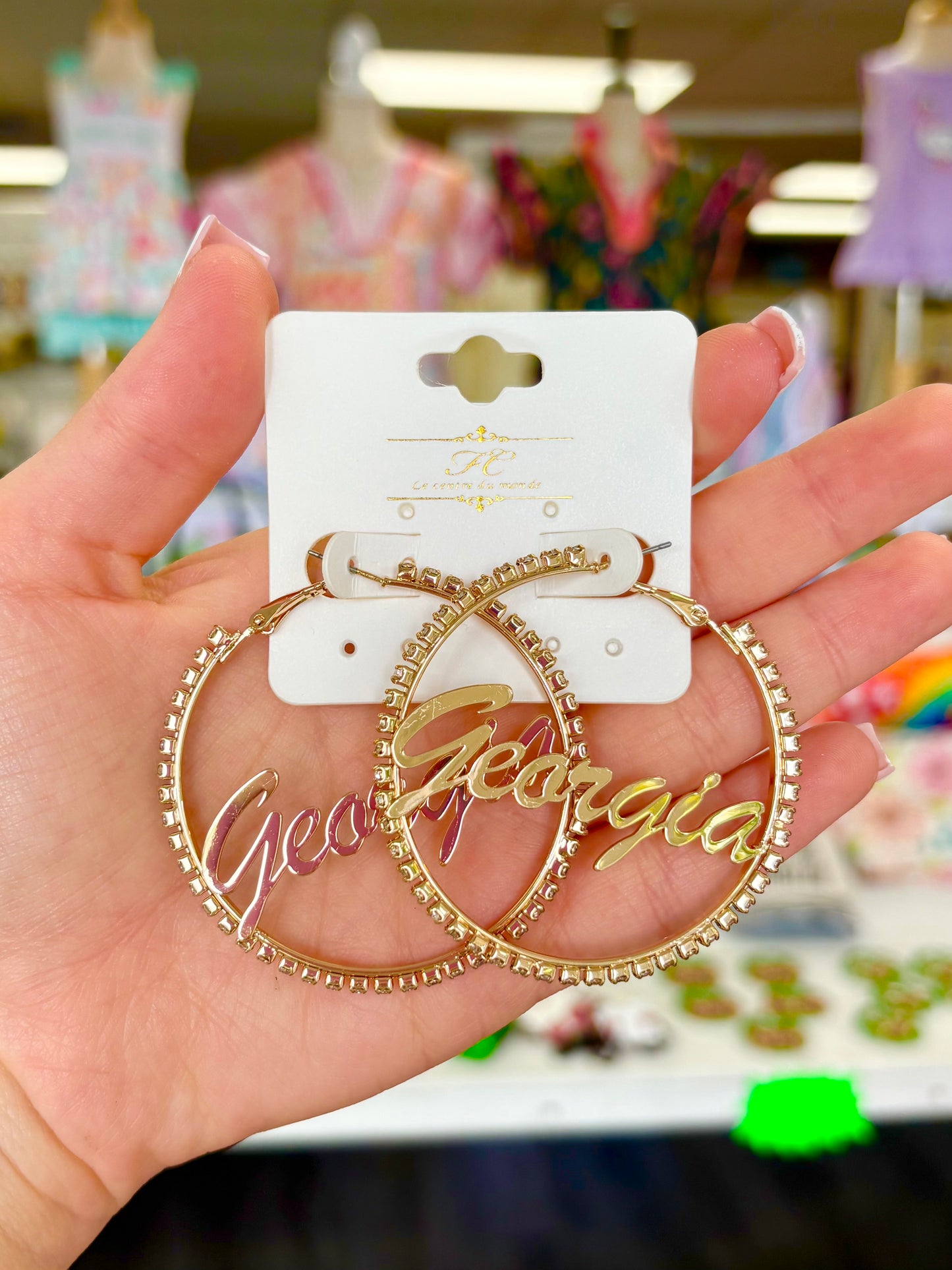 Gold Rhinestone Georgia Hoops