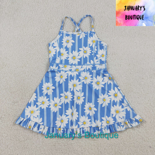 Girl’s Blue Floral Athletic Dress