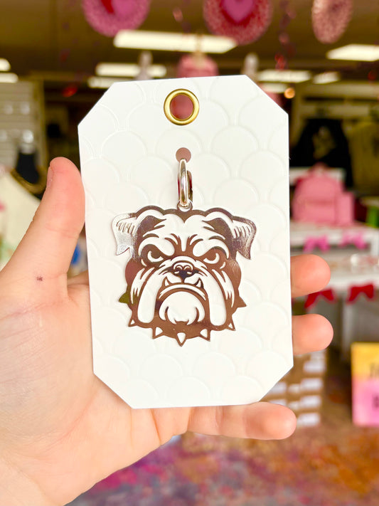 Silver Outline Bulldog Pendant