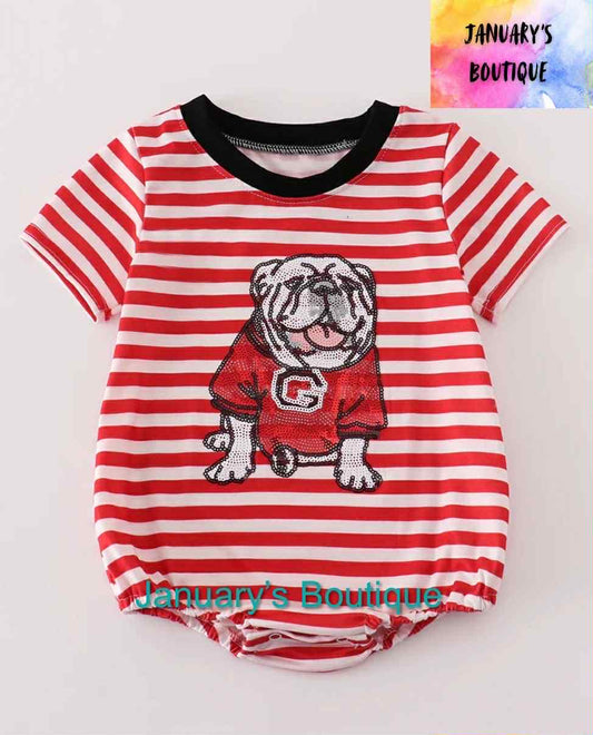 Unisex Sequin Bulldog Romper