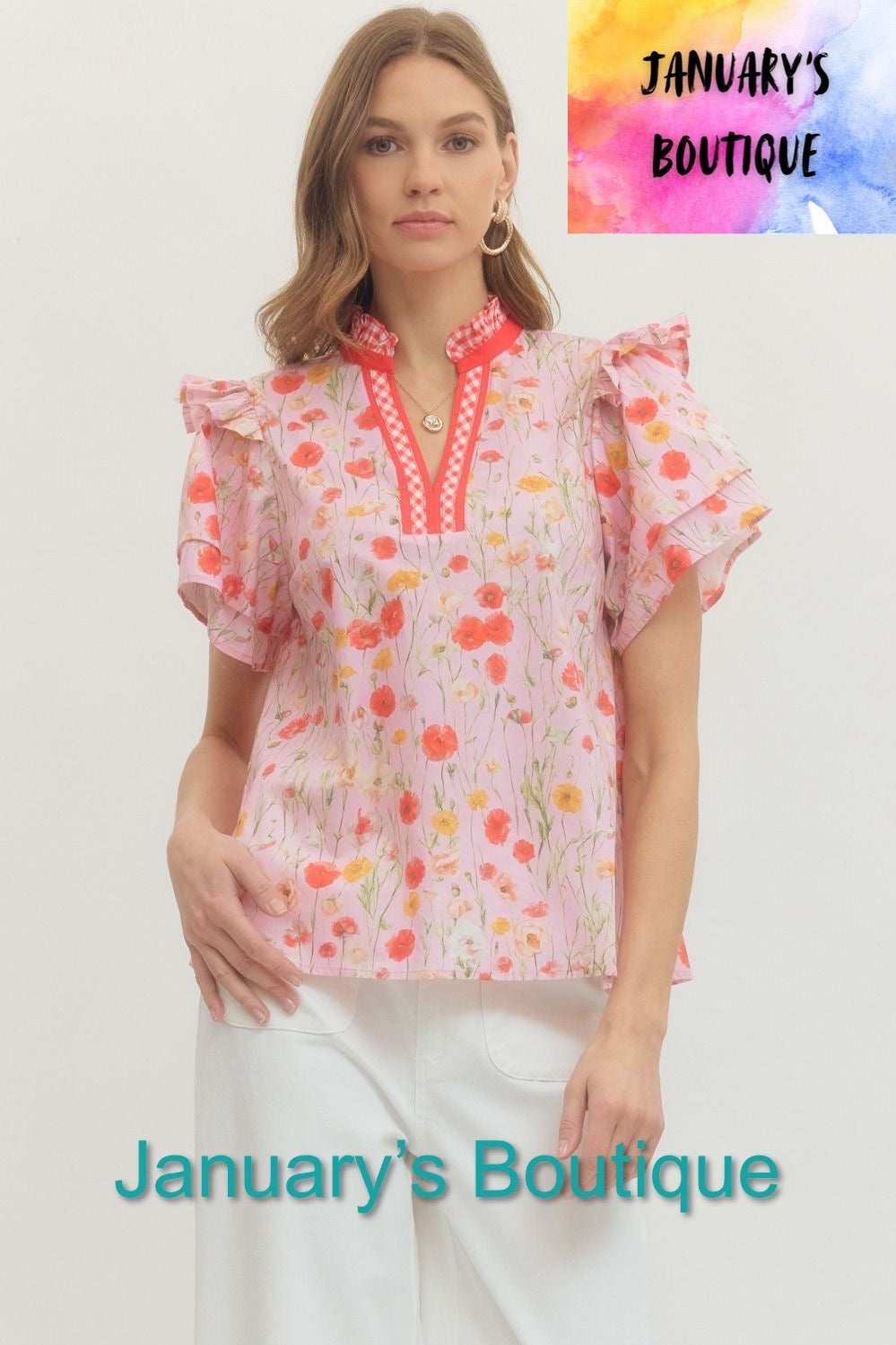Women’s Entro Pink Floral Top