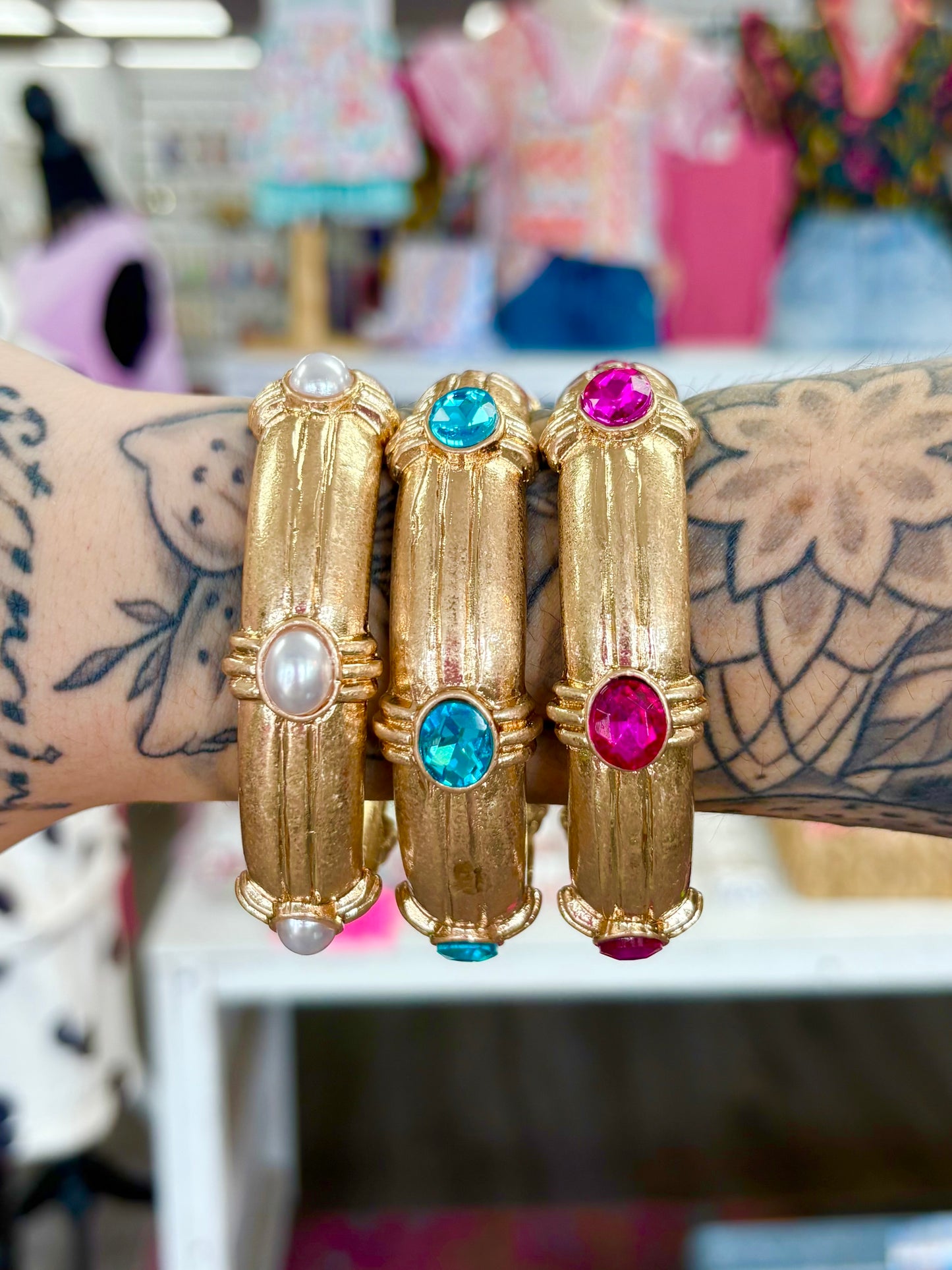 KK Matte Gold Crystal Detailed Bracelet