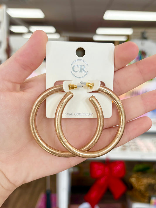 KK Large Matte Gold Thick Hoops