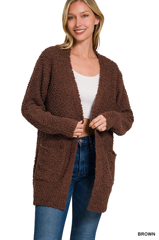Women’s Brown Popcorn Cardigan