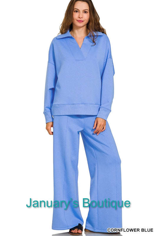 Women’s Cornflower Blue Scuba Pants Set