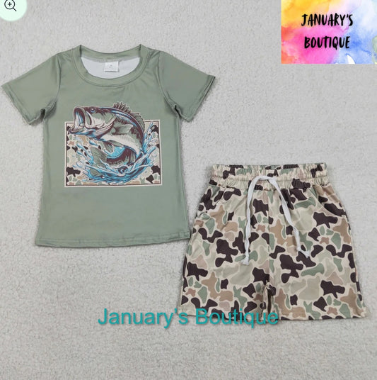 Boy’s Bass Camo Short Set