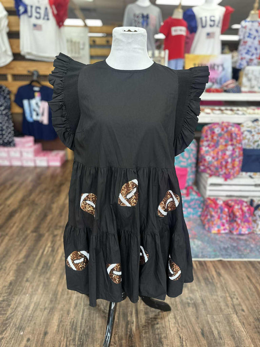 Women's Peach Love Black Sequin Football Dress