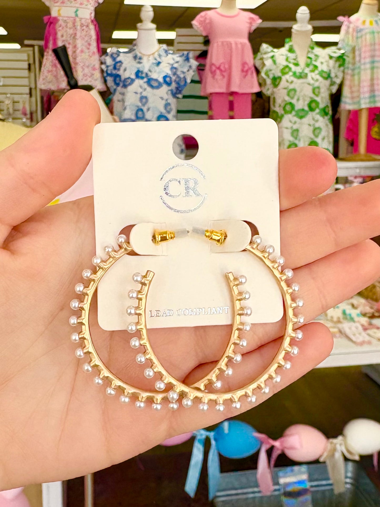 KK Matte Gold Pearl Ball Hoops