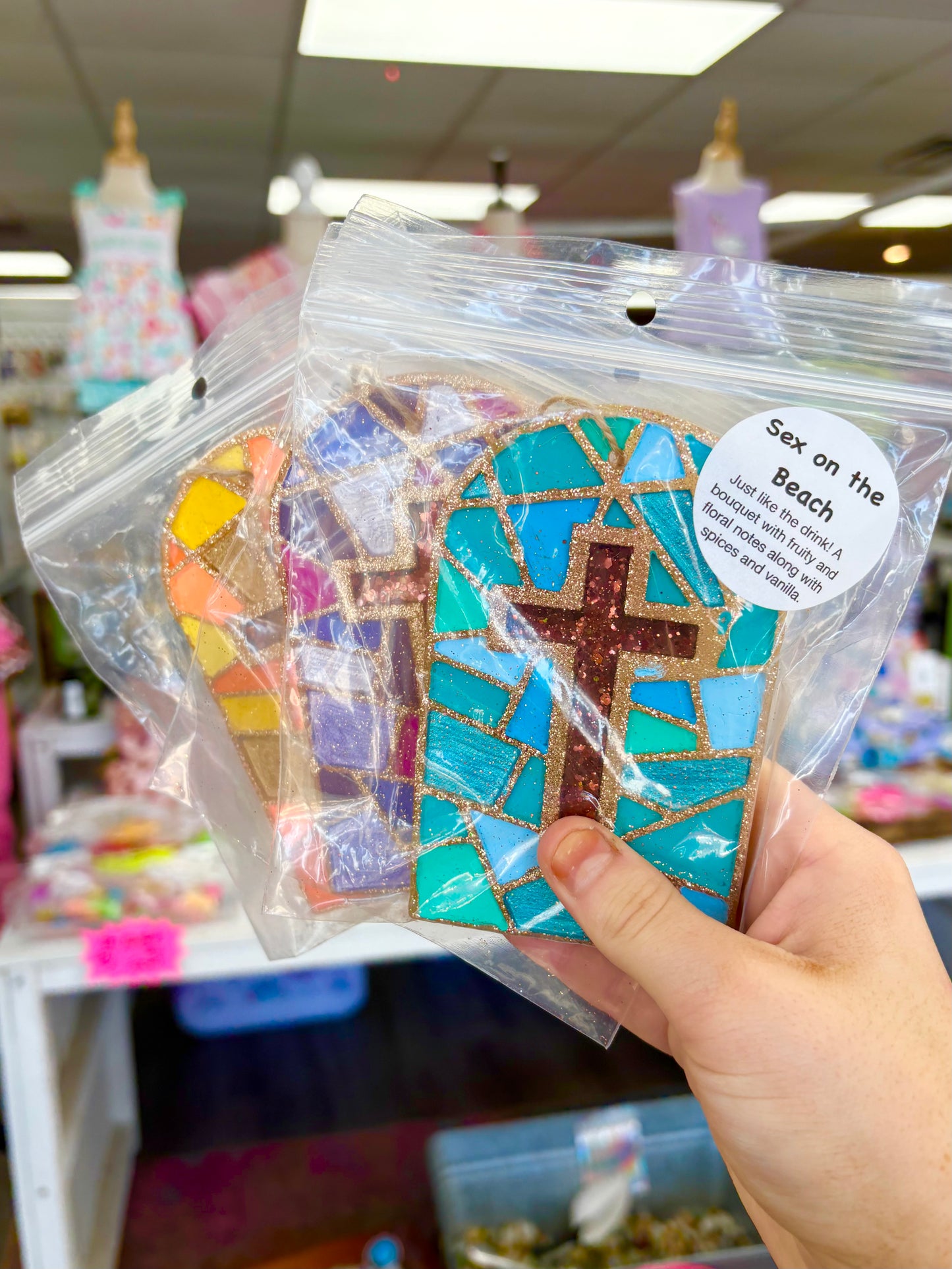 KK Mosaic Cross Window Car Freshie(Sex On The Beach)