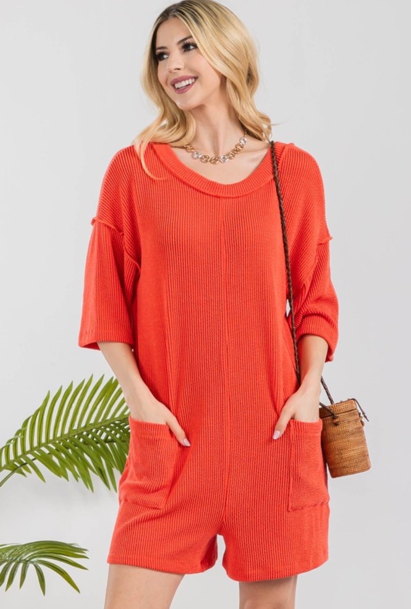 Women’s Orange Rib Jumpsuit