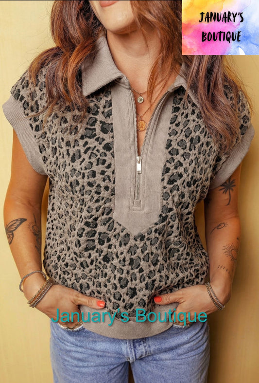 Women’s Leopard Print Scuba Top