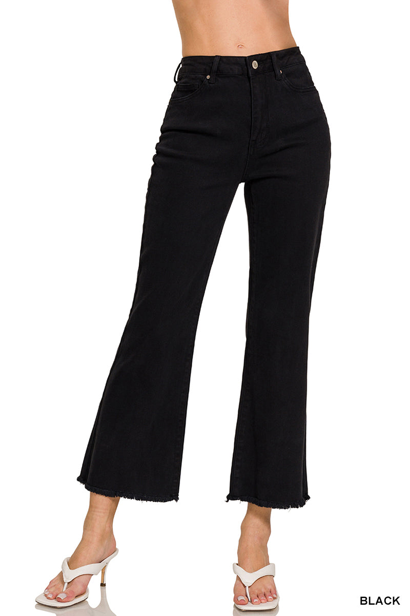 Women’s Black Acid Washed Frayed Bootcut Pants
